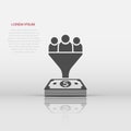 Lead management icon in flat style. Funnel with people, money vector illustration on white isolated background. Target client Royalty Free Stock Photo
