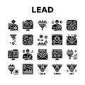 lead marketing generation icons set vector