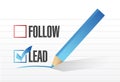 Lead over follow. check mark selection.