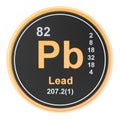 Lead plumbum Pb chemical element. 3D rendering