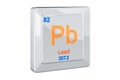 Lead plumbum Pb, chemical element sign. 3D rendering