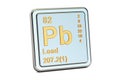 Lead plumbum Pb, chemical element sign. 3D rendering Royalty Free Stock Photo