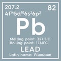 Lead. Plumbum. Post-transition metals. Chemical Element of Mendeleev\'s Periodic Table. 3D illustration