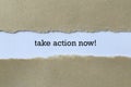 Take action now on white paper Royalty Free Stock Photo