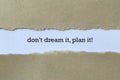 Don`t dream it plan it on white paper Royalty Free Stock Photo