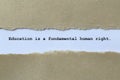education is a fundemental human right on white paper Royalty Free Stock Photo
