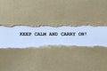 keep calm and carry on on white paper Royalty Free Stock Photo