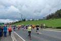 Lead Runners and Onlookers at the first Stirling Marathon Scotlans.
