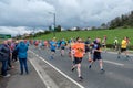 Lead Runners and Onlookers at the first Stirling Marathon Scotlans.