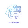 Lead to sales blue gradient concept icon