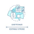 Lead to sales turquoise concept icon