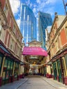 Leadenhall Market and City of London skyline Royalty Free Stock Photo