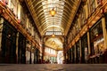 & x27;Leadenhall market& x27; stores and architecture from a worms& x27; eye view, London, UK. Royalty Free Stock Photo