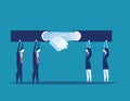 Leader. Business team agreement and handshake. Concept business vector illustration