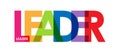 LEADER. Color colorful banners, lower-case letters