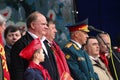 The leader of communist party of Russia Gennady Zyuganov on a meeting scene