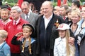 The leader of communist party of Russia Gennady Zyuganov is photographed with children