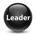 Leader glassy black round button