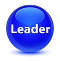 Leader glassy blue round button