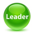 Leader glassy green round button