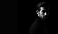 Leader handsome young cool business man portrait Attractive bearded confident guy with black and white photo