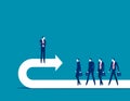 Leader have embarked on a wrong path. Business vector illustration Royalty Free Stock Photo