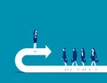 Leader have embarked on a wrong path. Business vector illustration Royalty Free Stock Photo