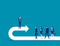 Leader have embarked on a wrong path. Business vector illustration Royalty Free Stock Photo