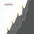 Leader help their friend to climb to the top of the mountain. Vector illustration.