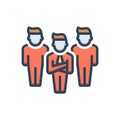 Color illustration icon for Leader, head and people