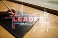 Leader. Leadership. Teambuilding. Business concept. Words cloud.