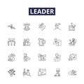 Leader line vector icons and signs. Chief, Guider, Boss, Captain, Ruler, Supervisor, Facilitator, Administrator outline