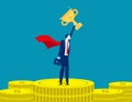 Leader man stand on gold coins. Concept business successful vector illustration, Finance and Economy Royalty Free Stock Photo