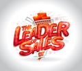 The leader of sales flyer mockup with red glossy letters