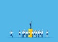 Leader speech and crowd of people. Business vector illustration , The Real leader concept, Flat character style design,