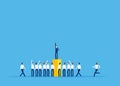 Leader speech and crowd of people. Business vector illustration , The Real leader concept, Flat character style design,