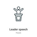 Leader speech outline vector icon. Thin line black leader speech icon, flat vector simple element illustration from editable