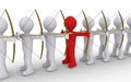Leader stands out of many archers Royalty Free Stock Photo