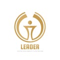 Leader - vector business logo template concept illustration. Abstract torch creative sign. Award winner cup symbol.