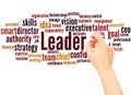 Leader word cloud hand writing concept