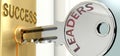 Leaders and success - pictured as word Leaders on a key, to symbolize that Leaders helps achieving success and prosperity in life