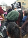 We are the Leaders We`ve Been Looking For Signage from January 2017 Women`s March on Washington DC Seen in a Crowd of People