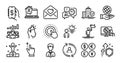 Leadership, Apartment insurance and Teamwork results line icons set. Vector