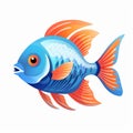 Leadership blood red parrot dorado goldfish losing color rainbow trout illustration blue severum fish Royalty Free Stock Photo