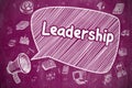 Leadership - Cartoon Illustration on Purple Chalkboard.