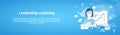 Leadership Coaching Web Horizontal Banner With Copy Space On Blue Background