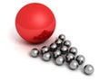 Leadership concept with arrow metallic balls red leader Royalty Free Stock Photo