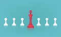 Leadership concept with chess king in front of pawns line vector illustration Royalty Free Stock Photo