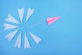 Leadership concept from a colorful airplane with creativity on a blue background
