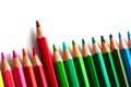 leadership concept with one pencil standing out of crowd of other pencils Royalty Free Stock Photo